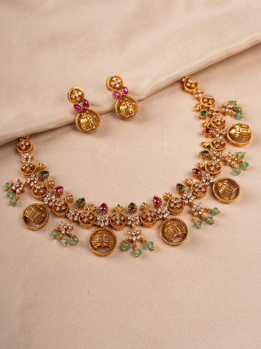 antique temple jjewellery with earring