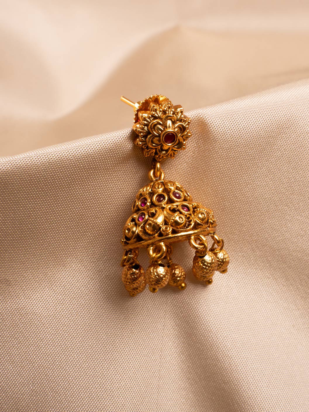 Unique Gold Jhumka Earrings with Contemporary Design