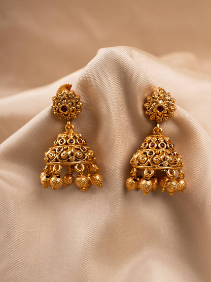 Unique Gold Jhumka Earrings with Contemporary Design