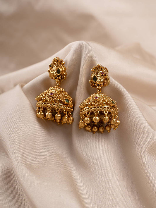 Traditional Gold Jumka Earrings with Elegant Design